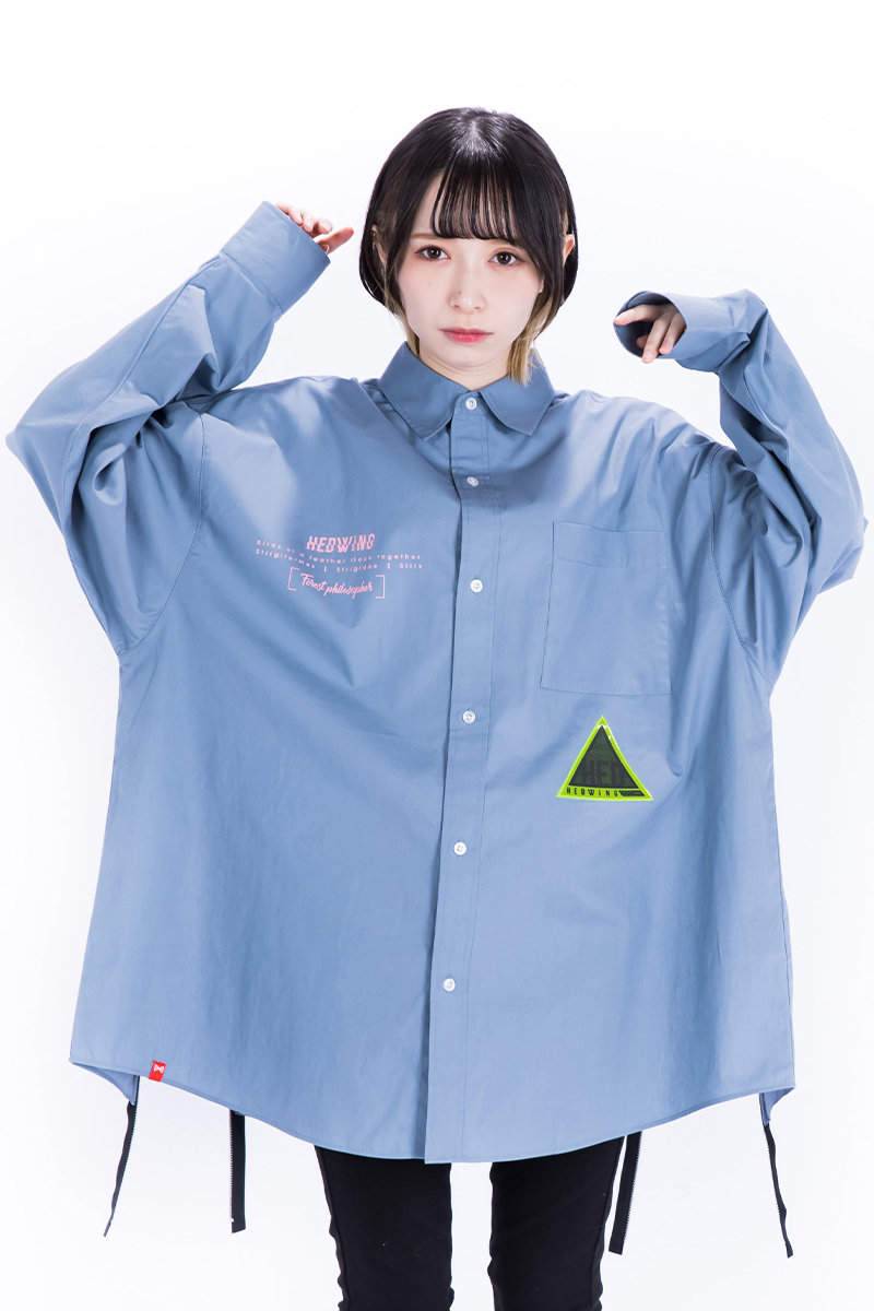 HEDWiNG (ヘドウィグ) Big Silhouette Double Zip Shirt / Stone blue