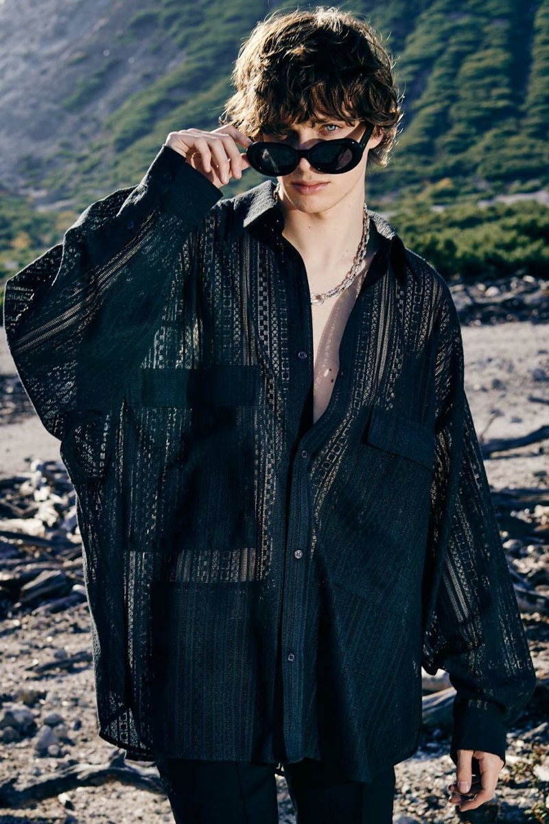 glamb (グラム) 4XL Lace Shirts / フォーエックスエルレースシャツ Black