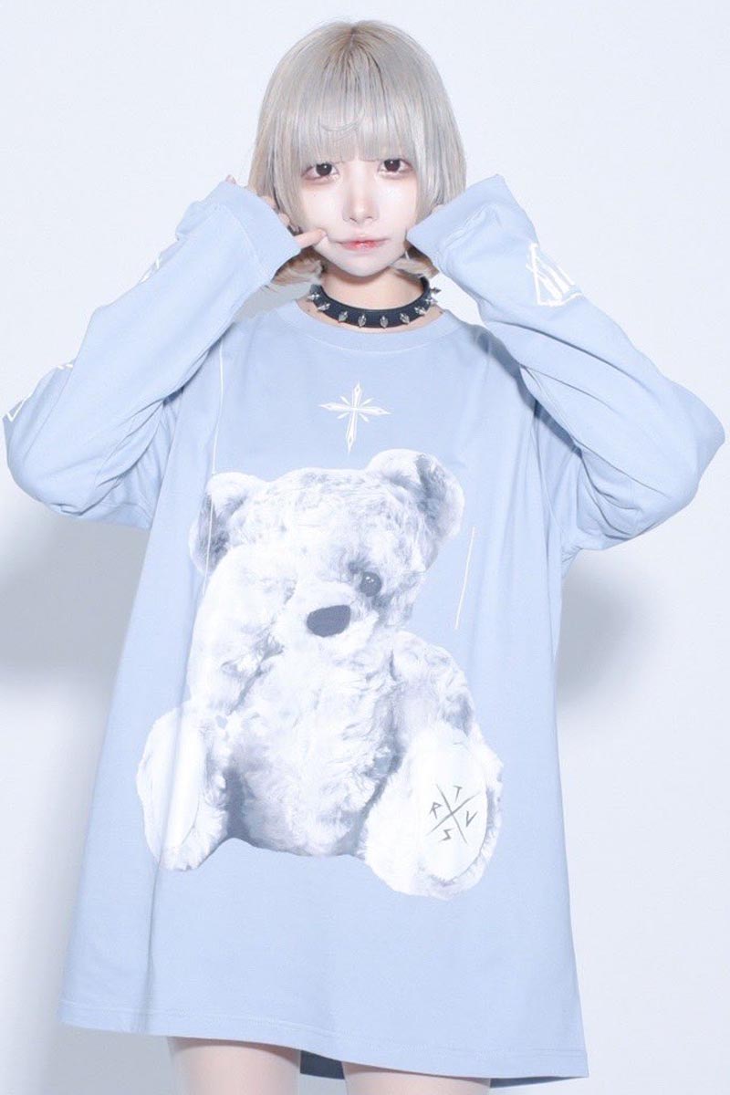 TRAVAS TOKYO【トラヴァストーキョー】Furry bear L/S Tee 2022ver. SAX BLUE