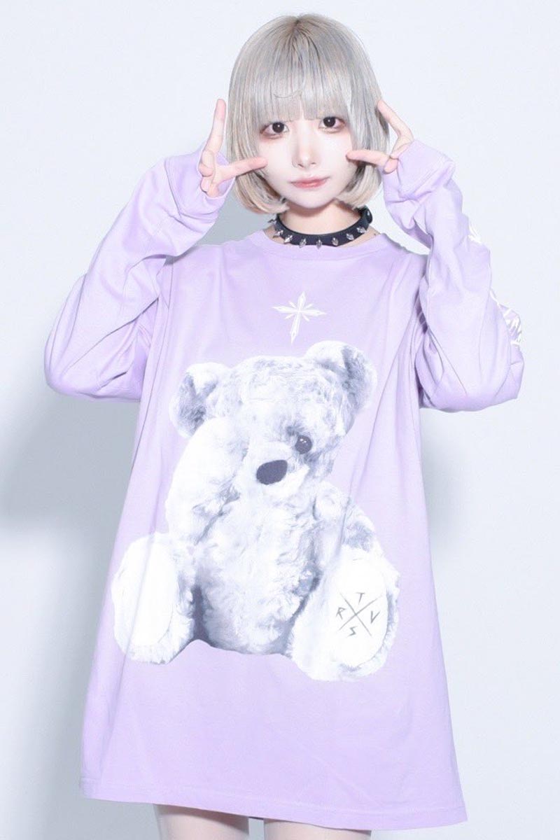 TRAVAS TOKYO Furry bear L/S Tee PURPLE