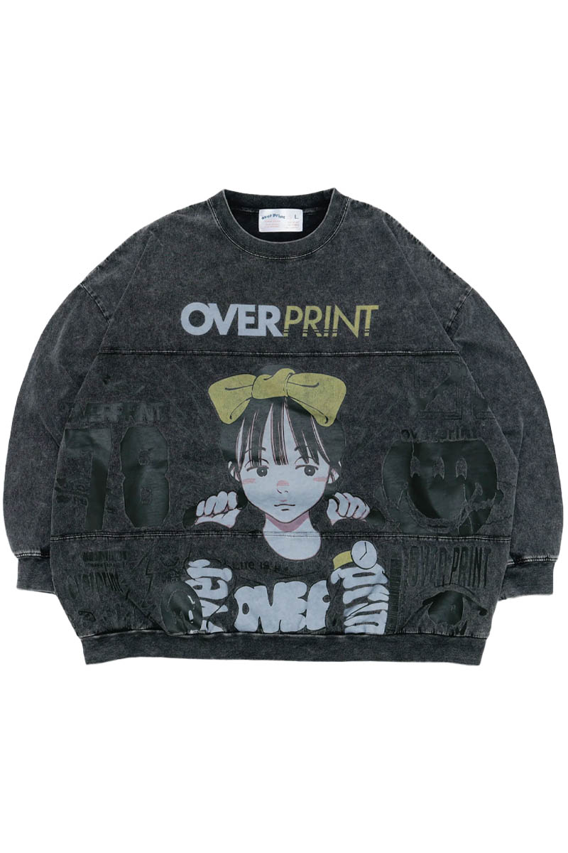 【お問い合わせ商品】over print (オーバープリント) pigment POP ART LS Tee Ver:11 - Chacoal