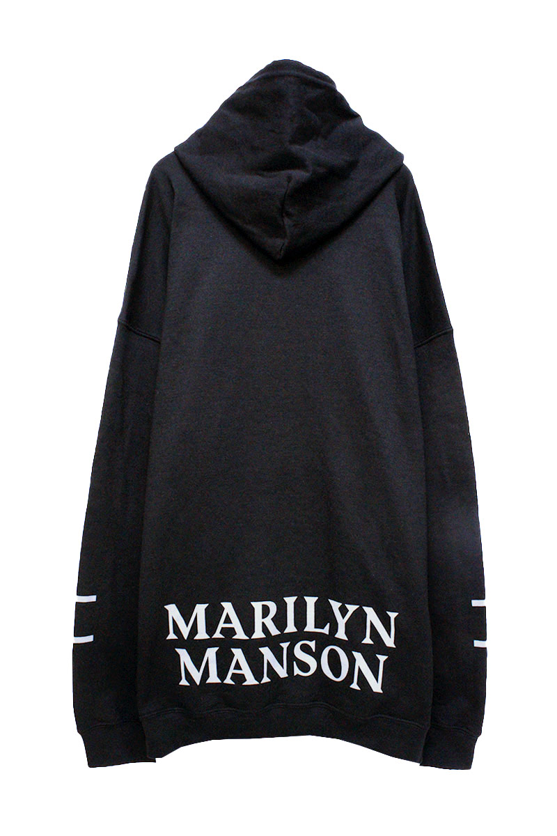 MARILYN MANSON UNISEX ZIPPED HOODIE: CROSS LOGO (EX TOUR/BACK PRINT)