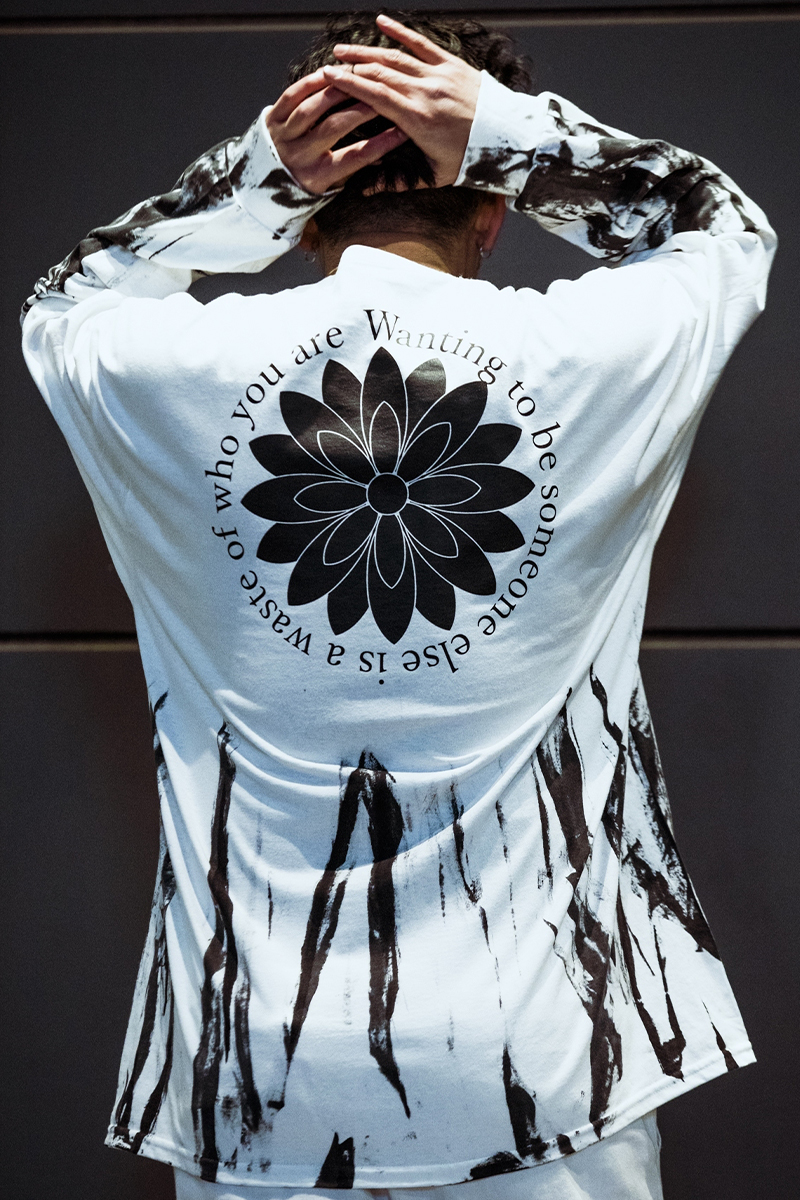GoneR GR28LS004 Tie-dye Cactus Flower L/S T-Shirts White