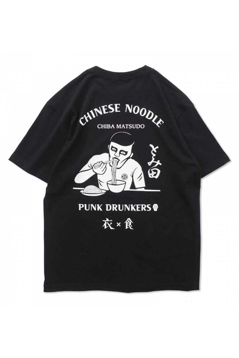 PUNK DRUNKERS [PDSx中華蕎麦とみ田]衣食TEE - BLACK