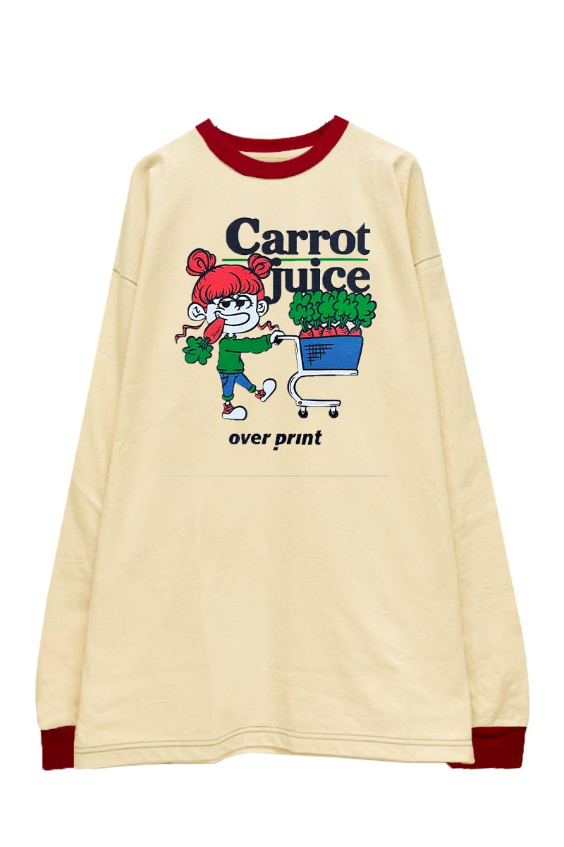over print (オーバープリント) Carrot juice LS Tee (ivory / red)
