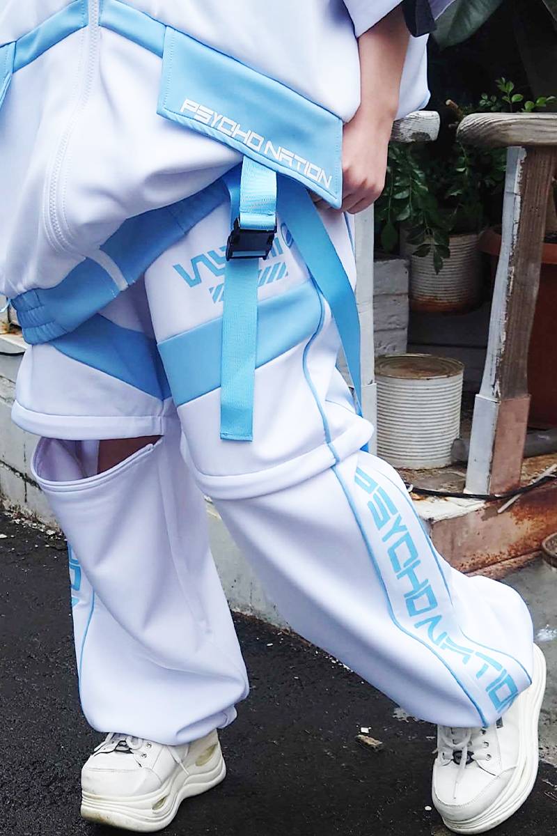 PSYCHO NATION (サイコネーション) 切替脱着ジャージパンツ WHITE