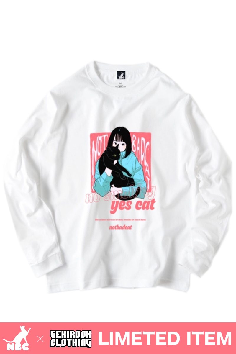 【ゲキクロ限定】NOTBADCAT (ノットバッドキャット) 吸猫2 LS Tee White