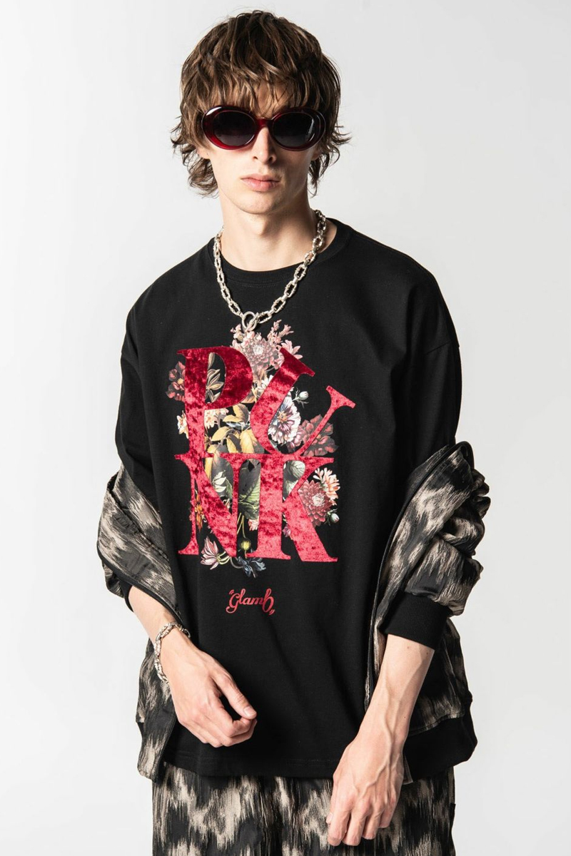glamb (グラム) Punk Bouquet T-Shirt / パンクブーケＴシャツ - Black