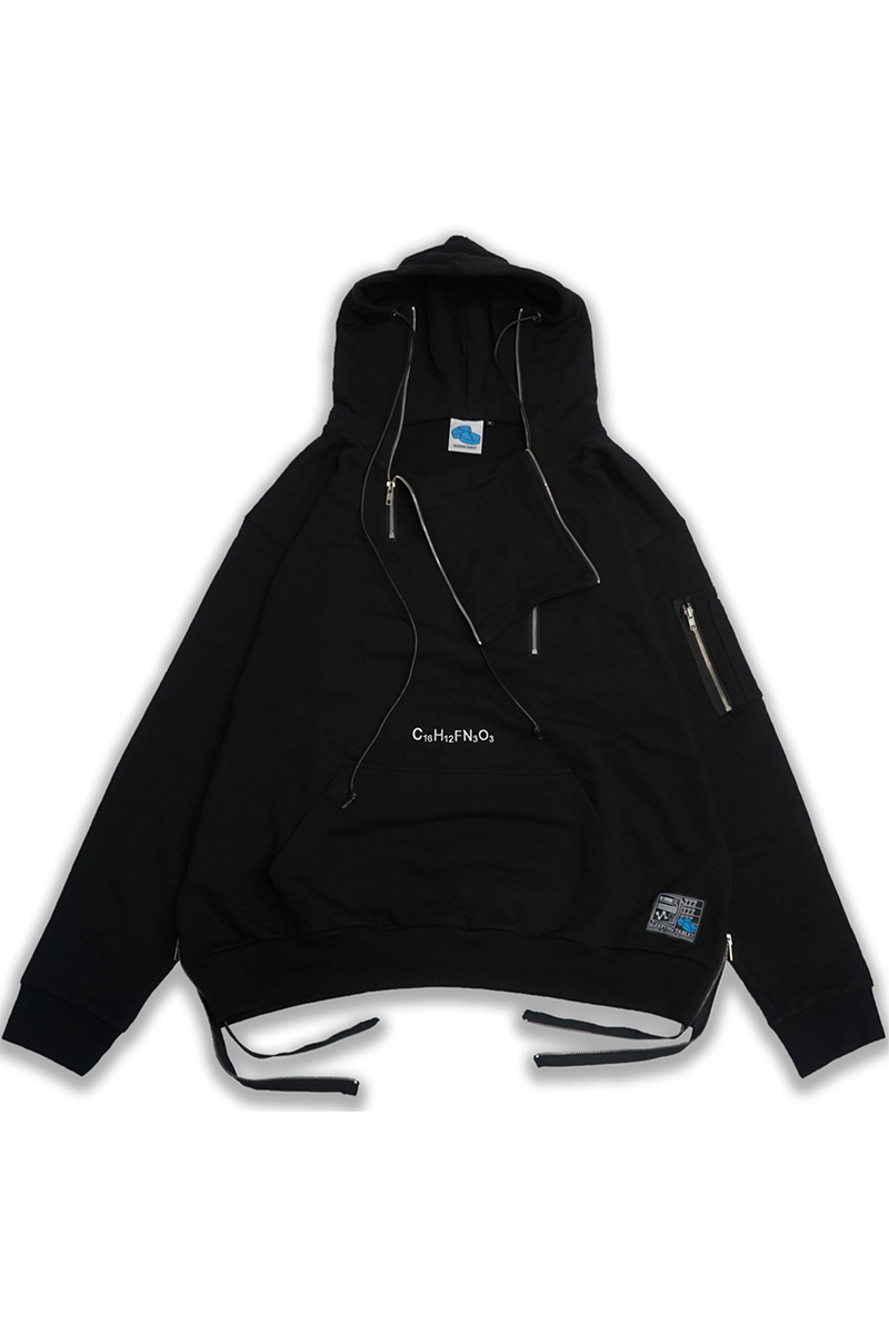 SLEEPING TABLET (スリーピングタブレット) AVA [ DEFORMED HIGH NECK HOODIE ] BLACK