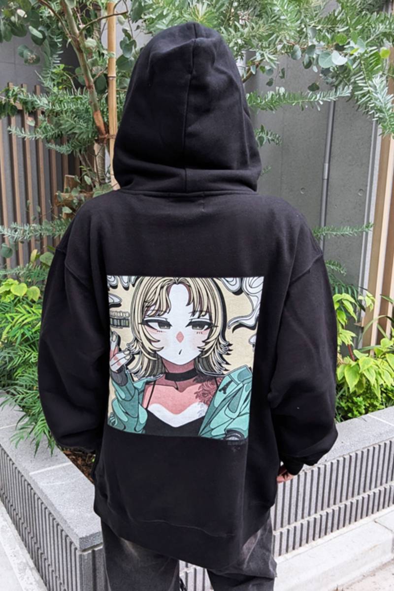 SCENE TOKYO (シーントウキョウ) smoke girl zip hoodie - Black