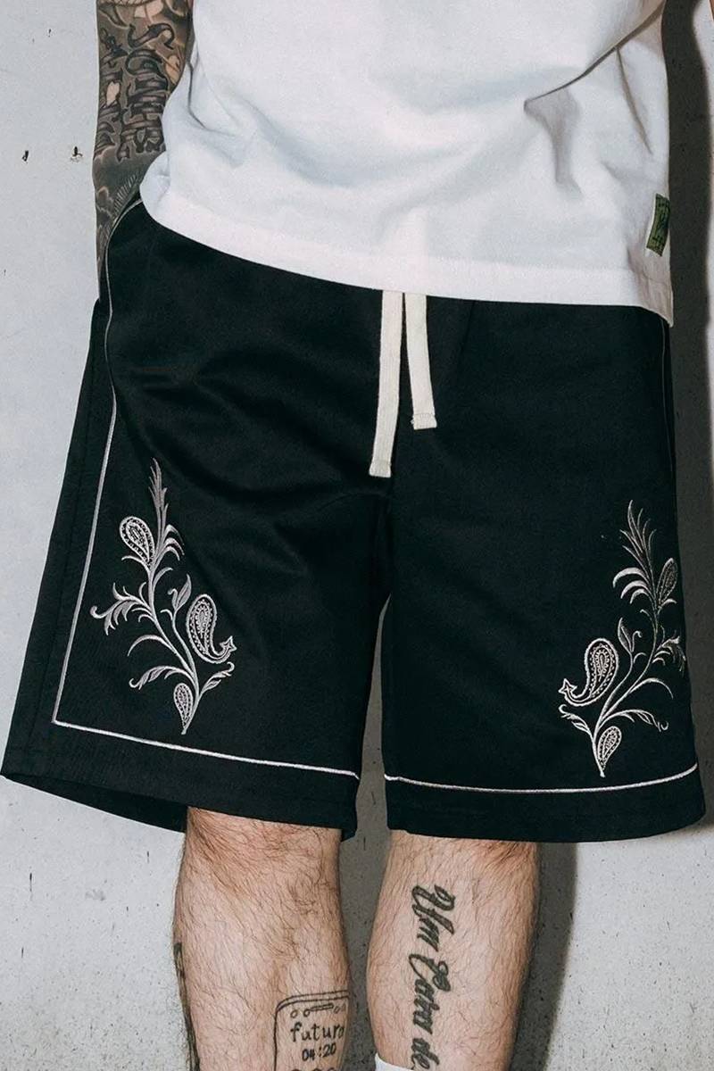 Subciety (サブサエティ) Embroidery shorts - Black