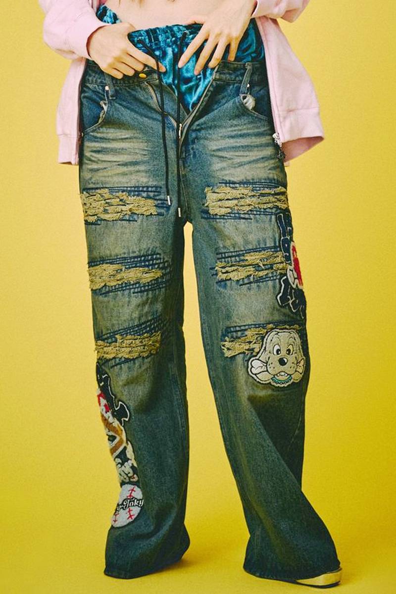 GALFY(ガルフィー) ワッペンだらけデニム - Brown