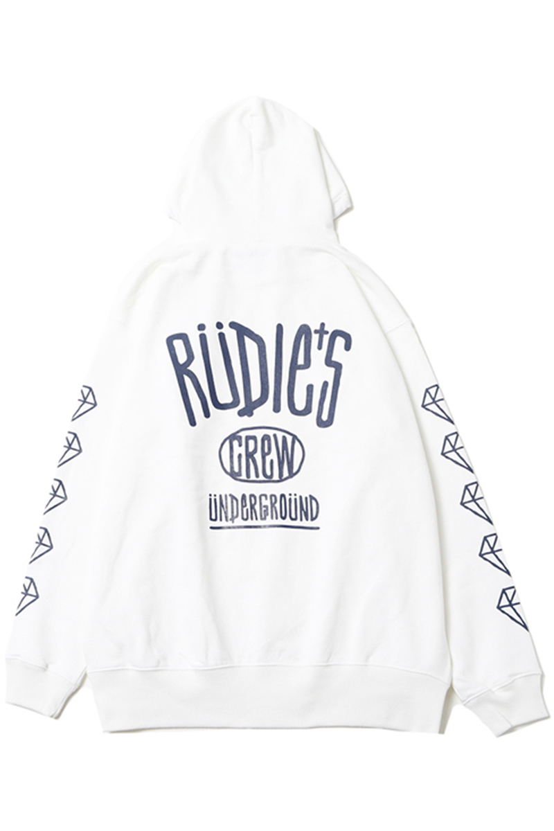 RUDIE'S DRAWING HOOD SWEAT WHITE