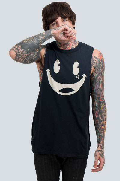 ロックファッション バンドグッズのgekirock Clothing Drop Dead Clothing Smile Tank Black