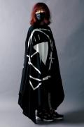 SILLENT FROM ME CRYPTIC -Extra Wide Poncho- BLACK/WHITE