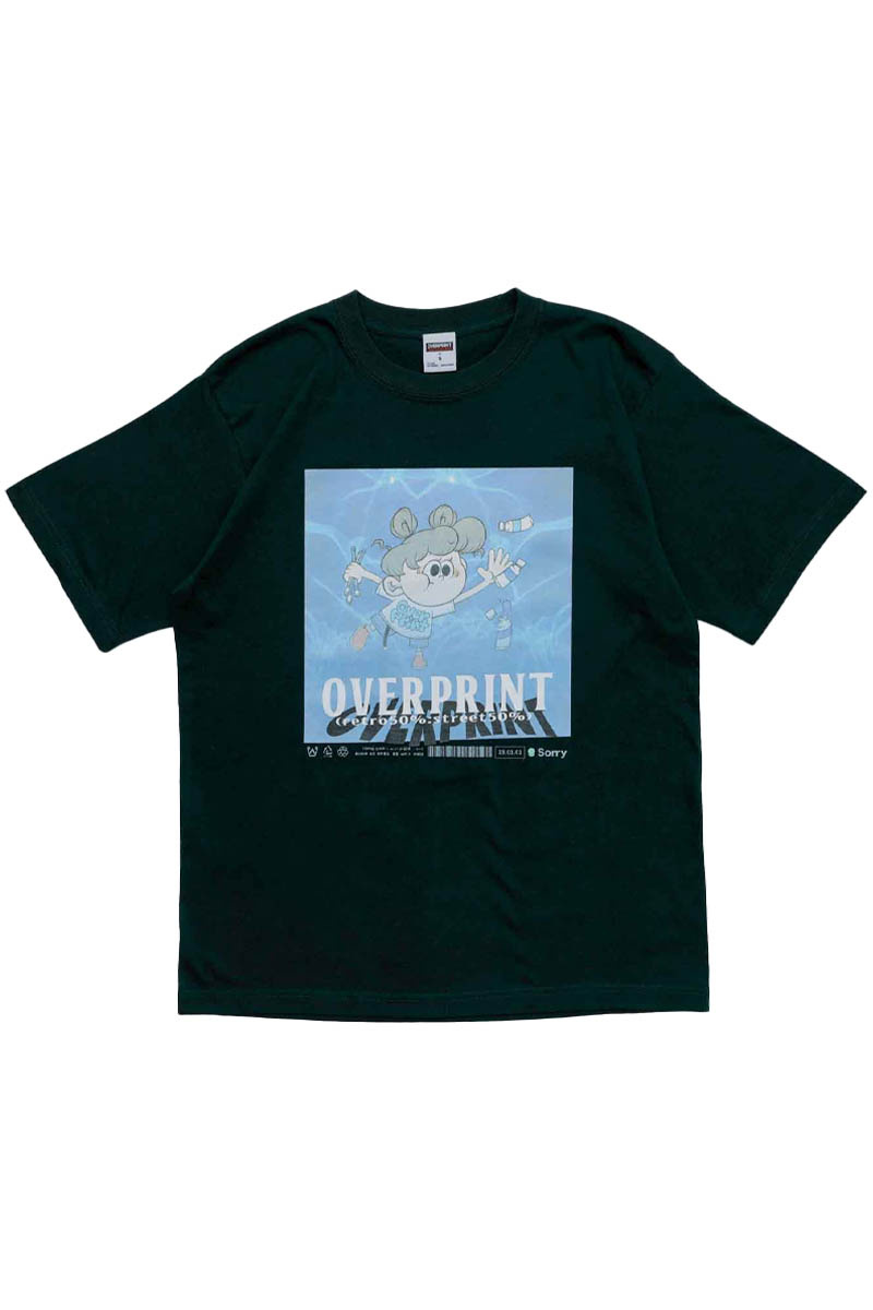 over print (オーバー・プリント) NEVER Tee - Green