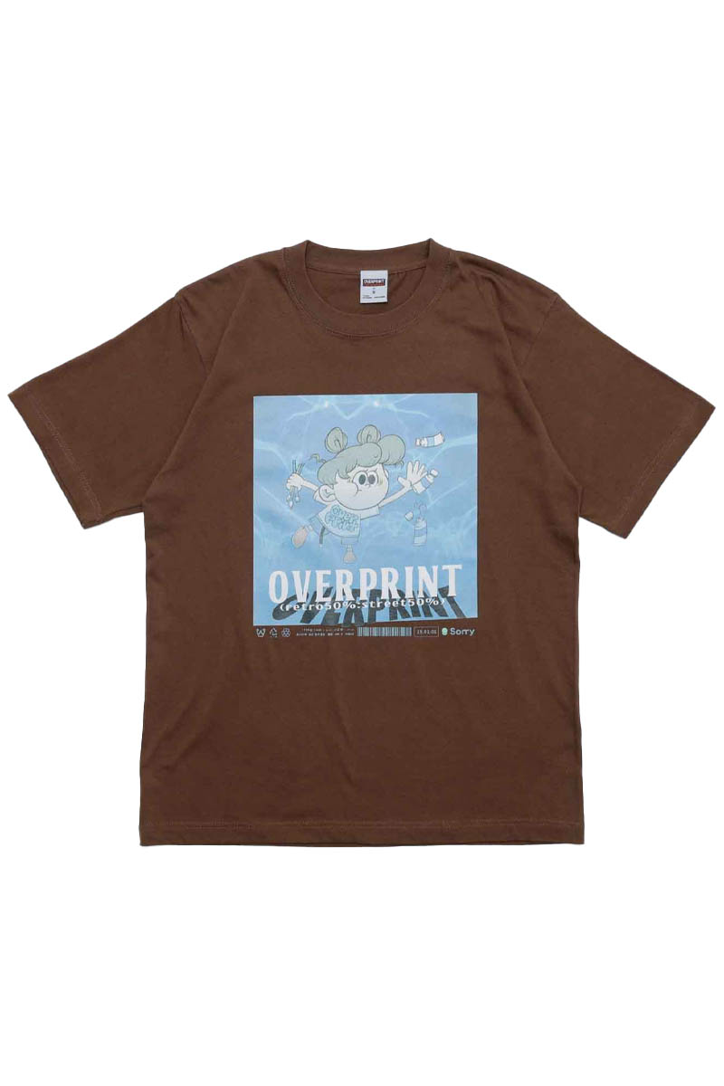over print (オーバー・プリント) NEVER Tee - Brown