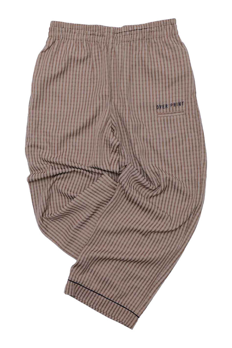 over print (オーバー・プリント) LOUNGE STRIPE PANTS - Brown