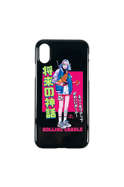 ROLLING CRADLE i Phone CASE-KAWAII GIRL- / X[Black]