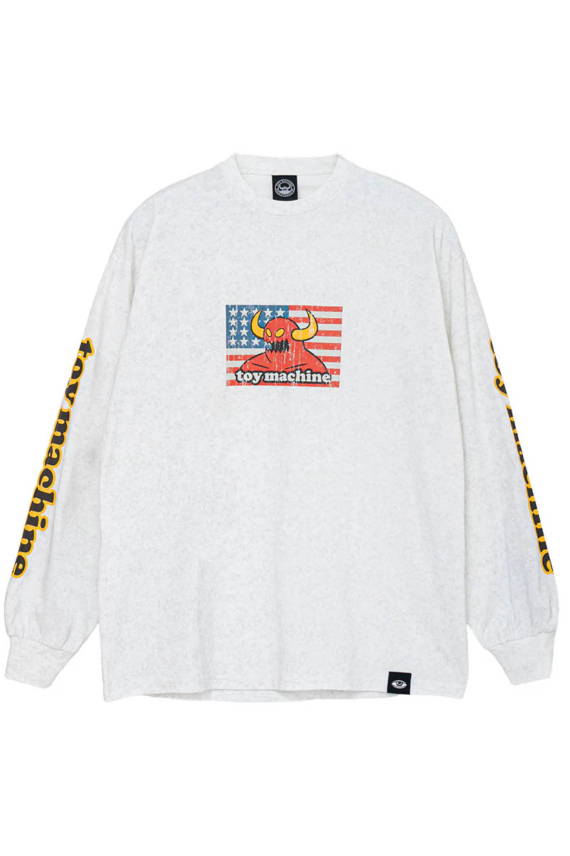 TOY MACHINE (トイ・マシーン) AMERICAN MONSTER FADE WASH LONG TEE - White