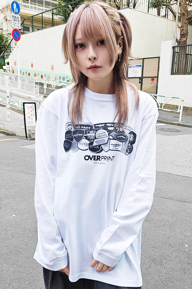 over print (オーバー・プリント) “Walk with grace” LS Tee - White