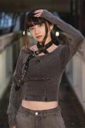 gibous(ギボス) snake cross neck belt 2way - Black