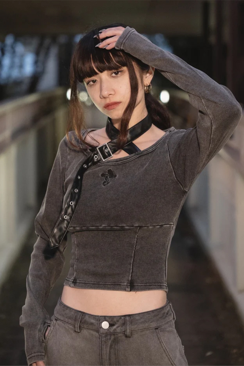 gibous(ギボス) snake cross neck belt 2way - Black