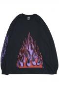 GoneR GR32LS002 Fire Pattern L/S T-Sirts Black/Purple