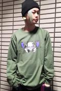 RIP DESIGN WORXX RIPDW ツーフェイスSkulown L/S Tシャツ KHAKI