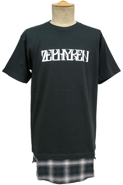 Zephyren (ゼファレン) SWITCHING S/S LONG TEE　-VISIONARY- BLACK x CHECK