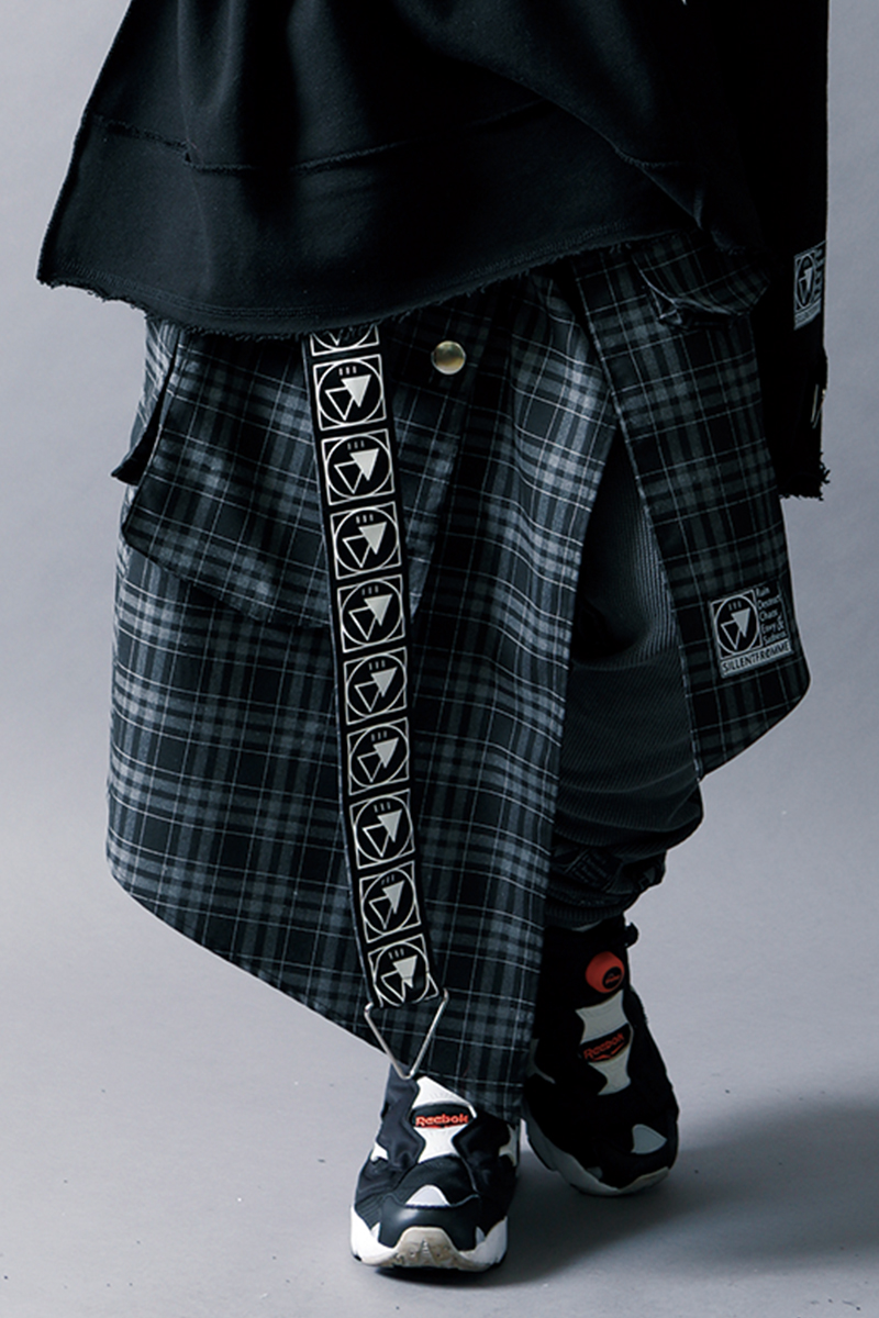 SILLENT FROM ME VICTORIA -6pockets Wrap Skirt- BLACK CHECK