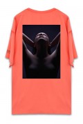 UNUSUAL REACH FOR THE HEAVEN T-SHIRT NEON RED ORANGE