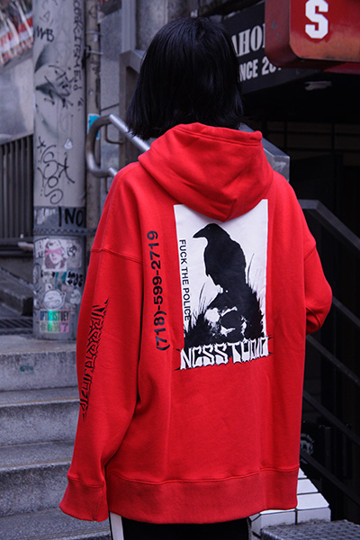 NOT COMMON SENSE FUXX THE POLICE SEAM HOODIE RED