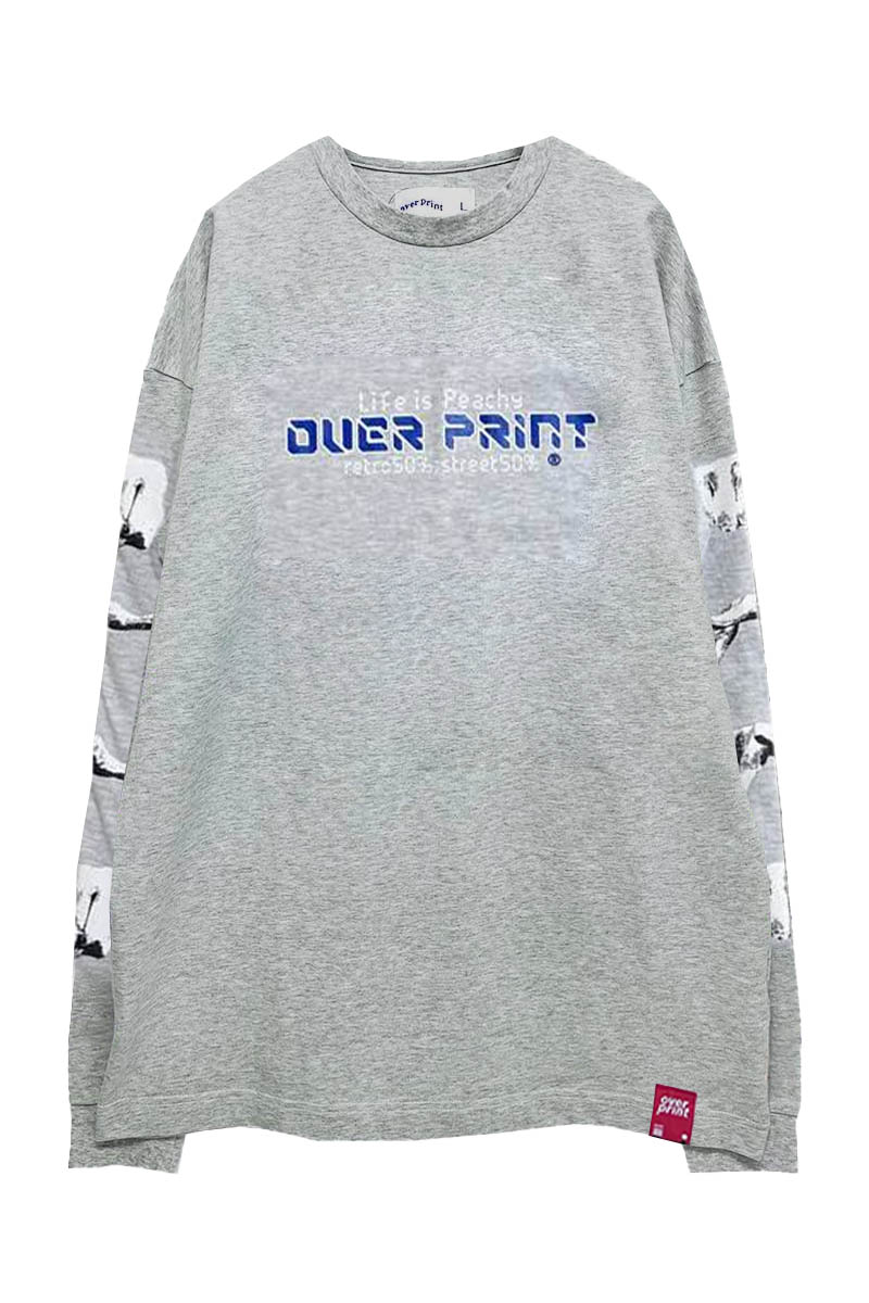 over print (オーバープリント) rock, paper, scissors Paperboy LS Tee ash gray