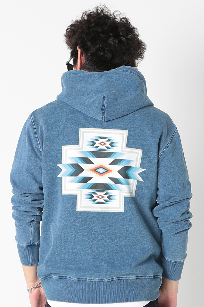 ANIMALIA AN21S-SW03 INDIGO Z/U HOODIE -CHIMAYO L.DENIM