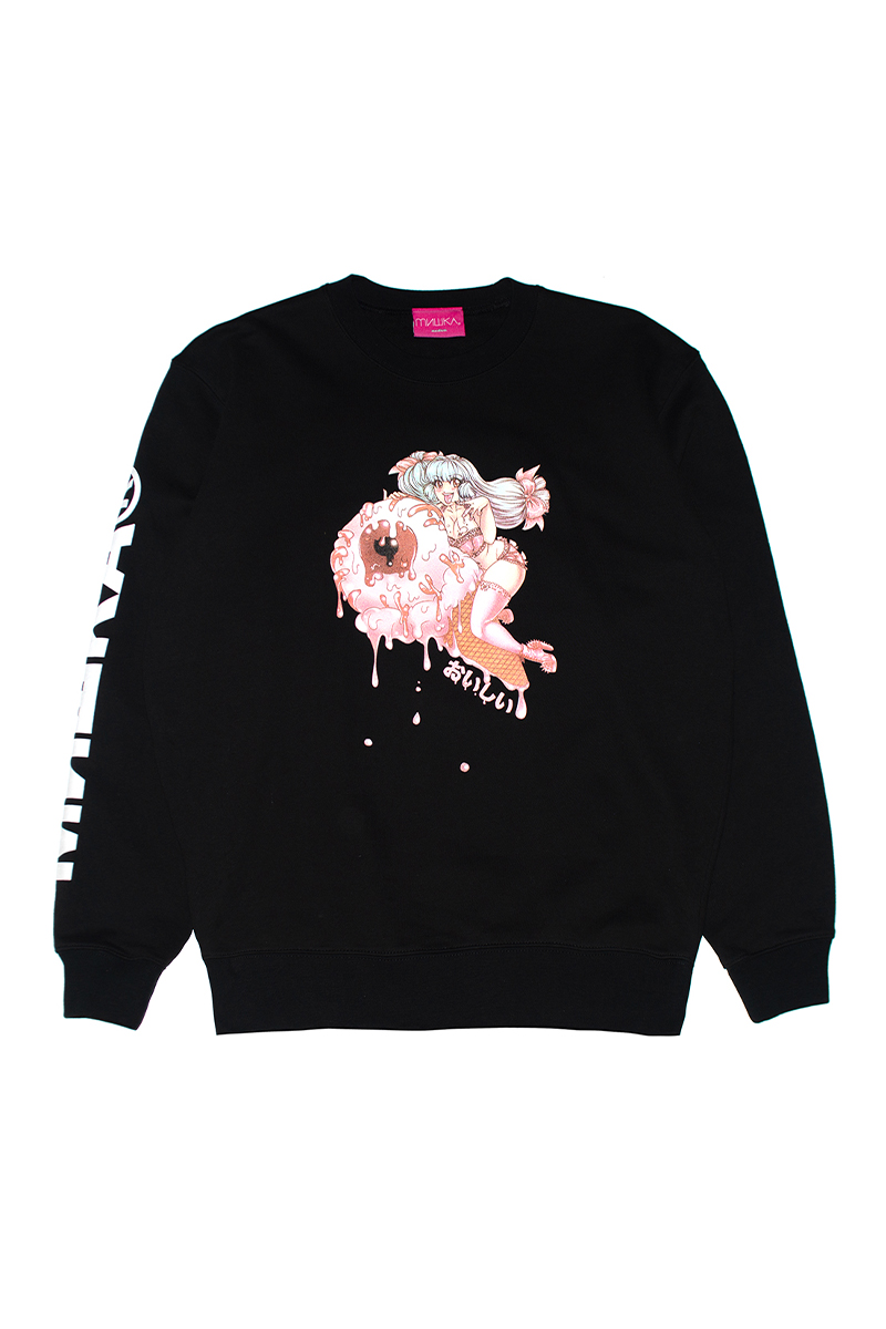 MISHKA (ミシカ) CREAMY CREWNECK SWEAT MIJCR-01 BLACK