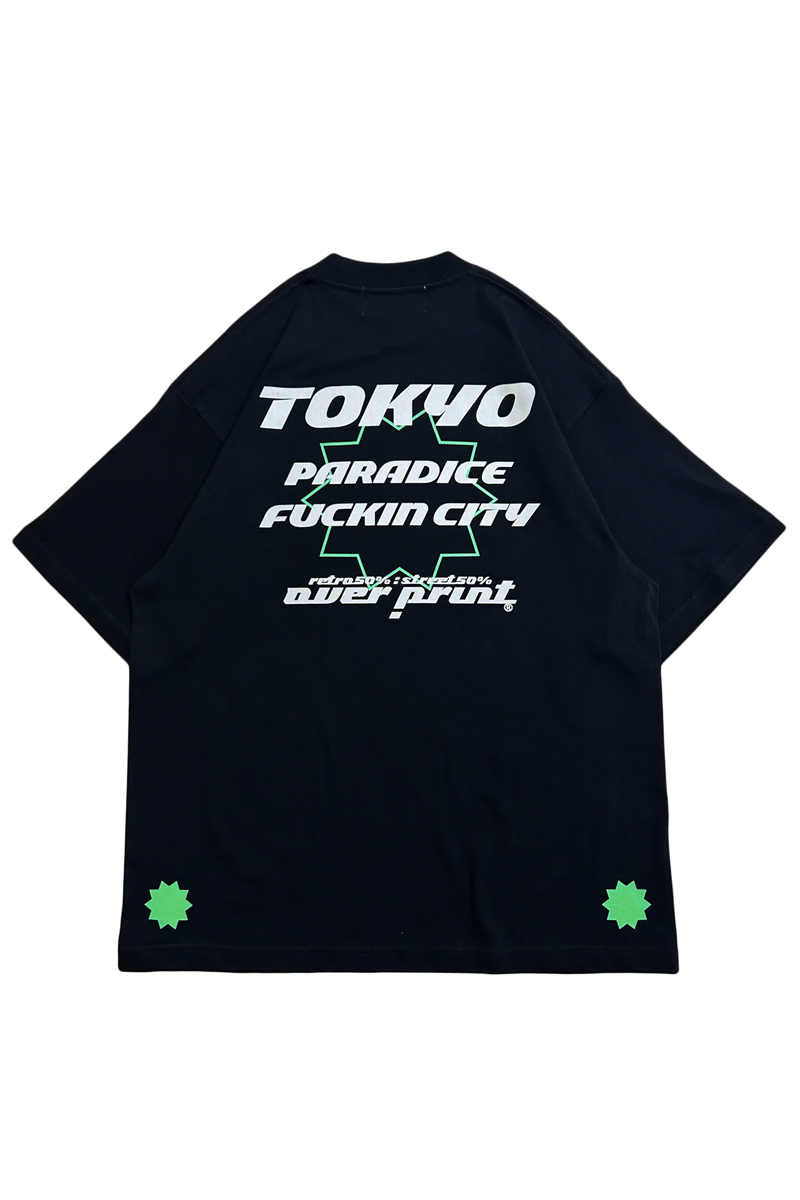 over print (オーバープリント) PARADICE Tee dark black
