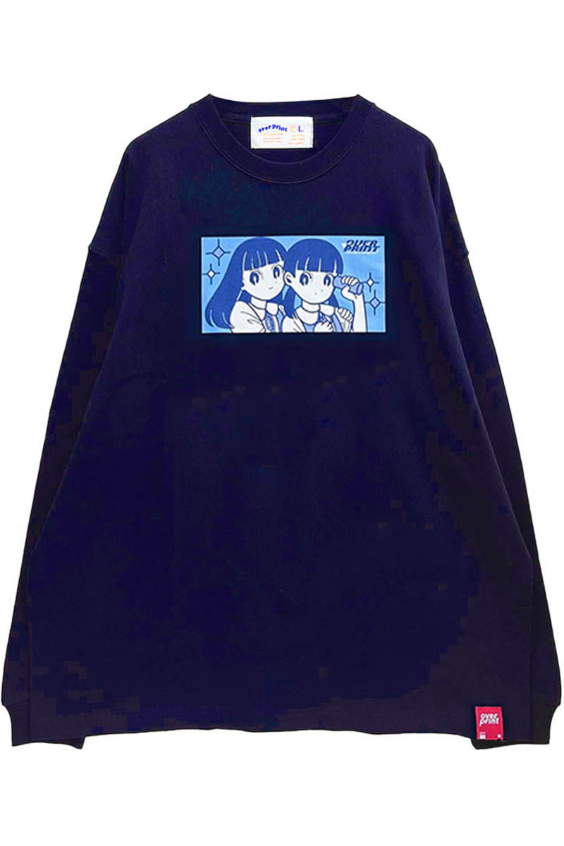 over print (オーバープリント) blue LS Tee ash black