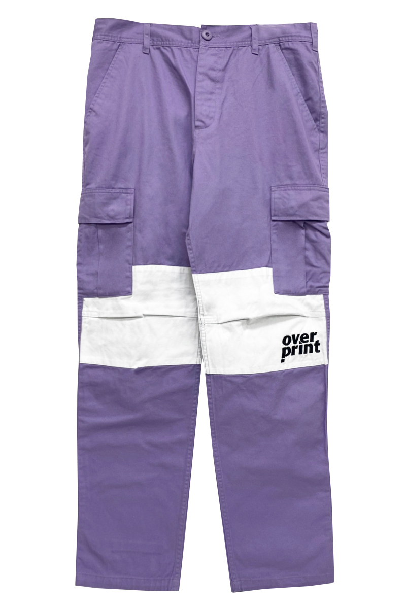 over print (オーバープリント) cargo pants (purple * white)
