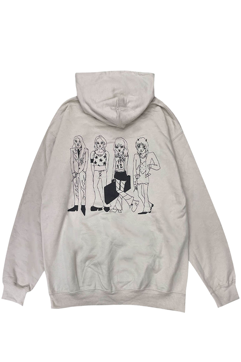 MÅNESKIN UNISEX PULLOVER HOODIE: POCKET LOGO & MINI DOODLES (BACK PRINT)