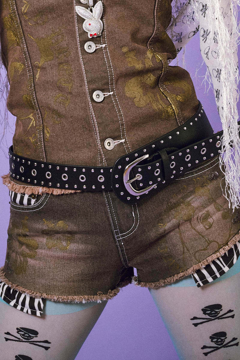 【予約商品】GALFY (ガルフィー) ぎゃるちゃんデニムショーパン - Vintage Black