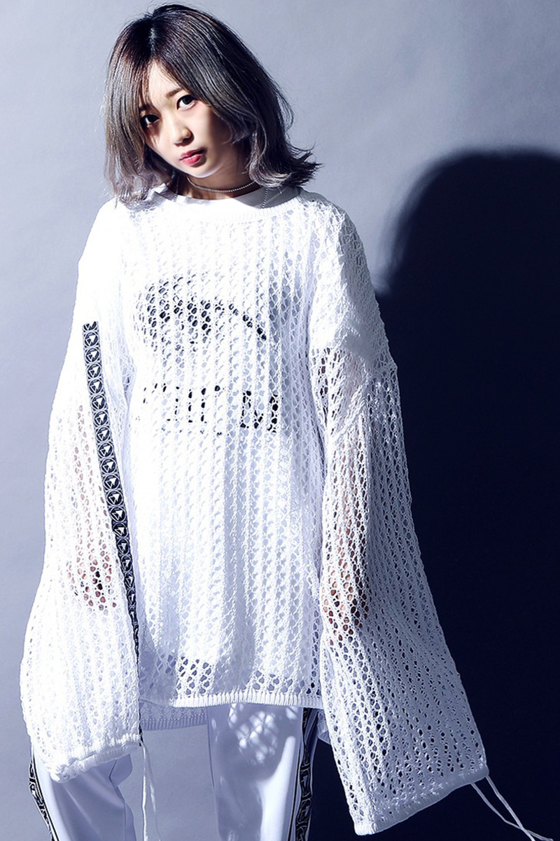 SILLENT FROM ME OBSCURE -Mesh Knit Sweater- WHITE