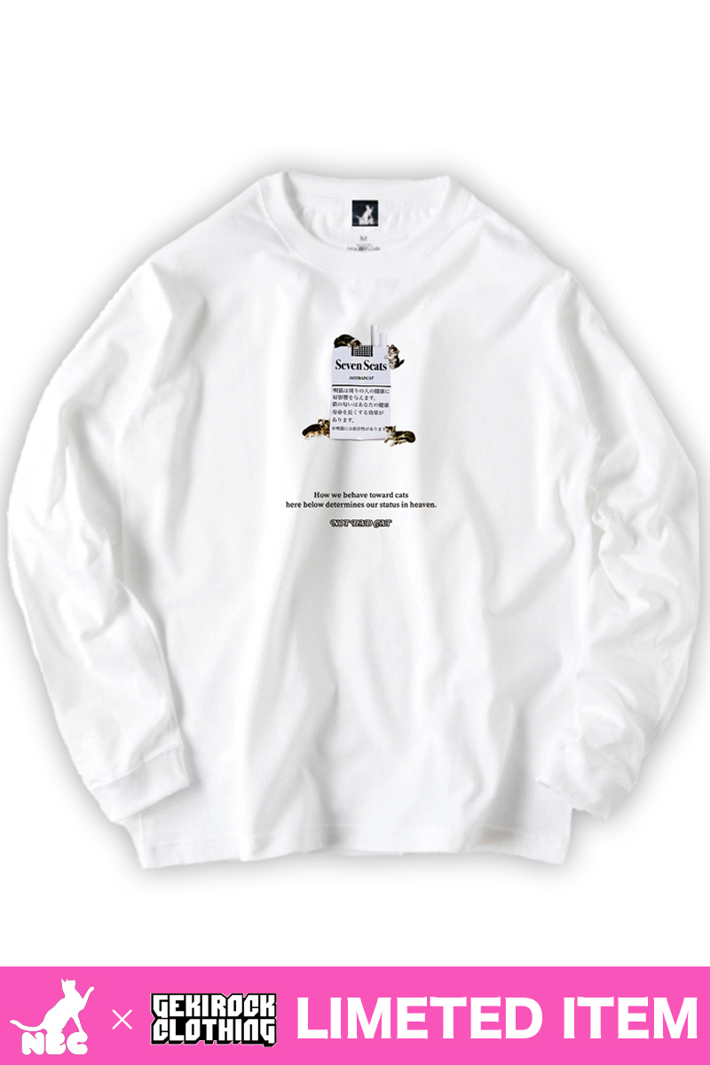 【ゲキクロ限定】NOTBADCAT (ノットバッドキャット) SevenScats LS Tee WHITE