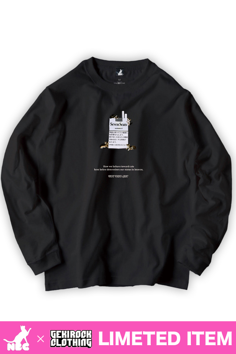 【ゲキクロ限定】NOTBADCAT (ノットバッドキャット) SevenScats LS Tee BLACK