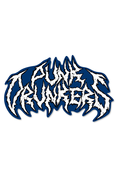PUNK DRUNKERS メタル風ロゴ ステッカー BLUE