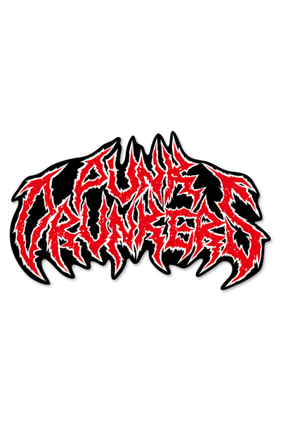 PUNK DRUNKERS メタル風ロゴ ステッカー RED
