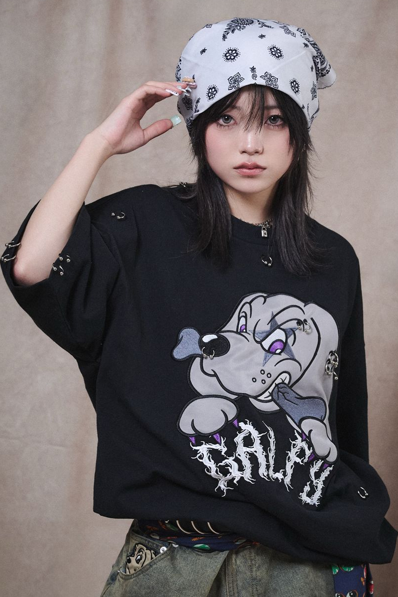 【予約商品】GALFY (ガルフィー) バチバチピアスTee - Black