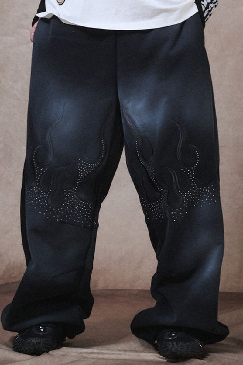 【予約商品】GALFY (ガルフィー) ファイヤーピカピカ汚れたパンツ - Black