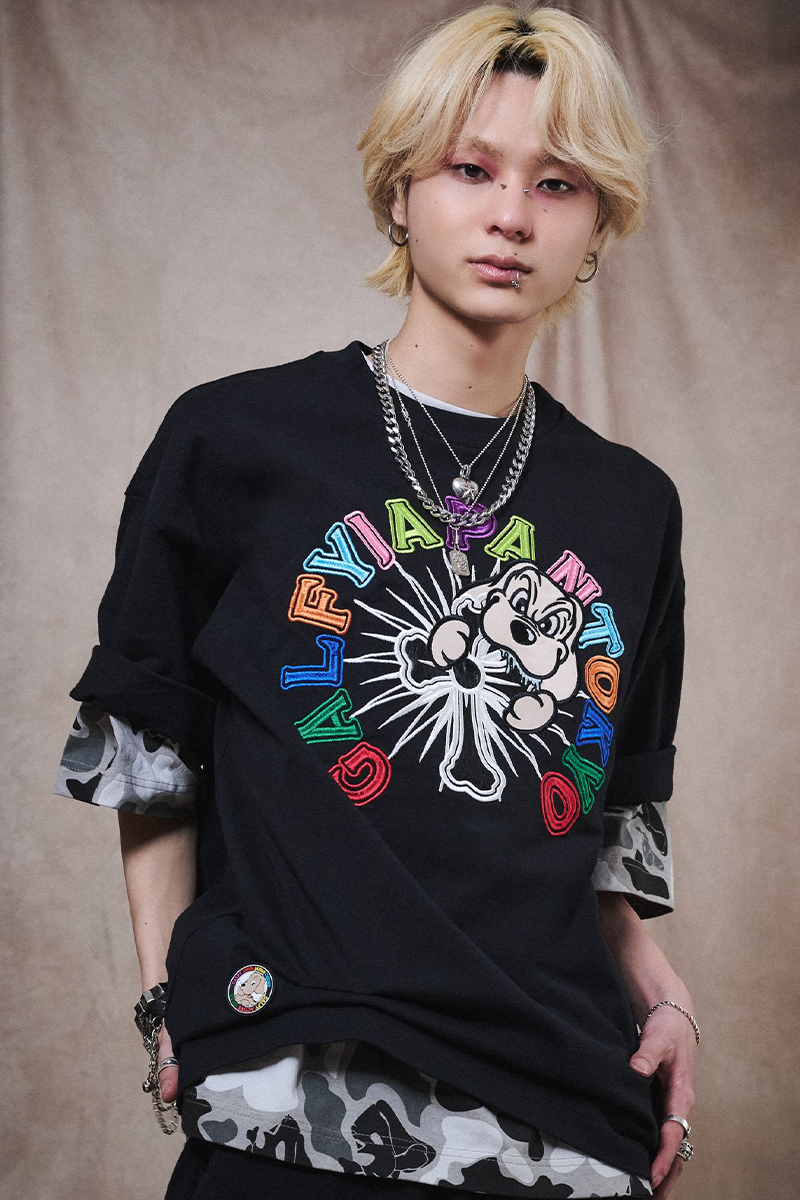 【予約商品】GALFY (ガルフィー) おしゃぶりワンワンカラフルロゴTee - Black