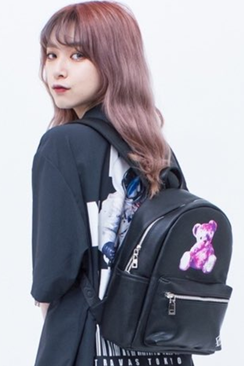 TRAVAS TOKYO【トラバストーキョー】PU Back Pack [Small] Furry bear Black×Pink